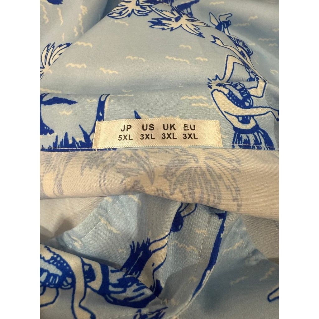 The Unbranded Brand 3XL Hawaiian Shirt Light Blue Tropical Print Hula Dancers Size US XXL / EU 58 / 5 - 4 Thumbnail