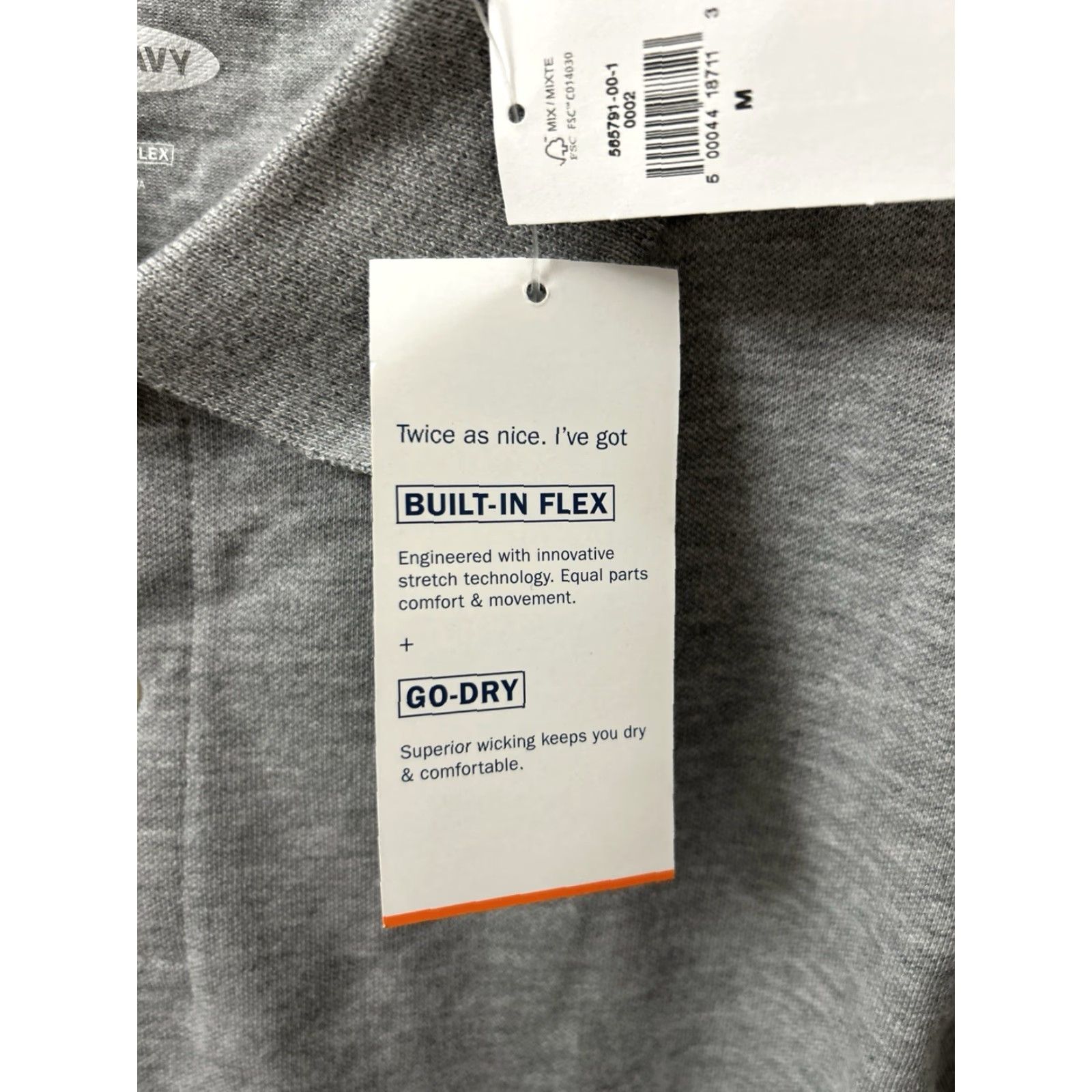 Old Navy Old Navy Polo Shirt Mens M Heather Gray Built-In Flex S/S Wicking Go-Dry Shirt Mens Size US M / EU 48-50 / 2 - 5 Thumbnail