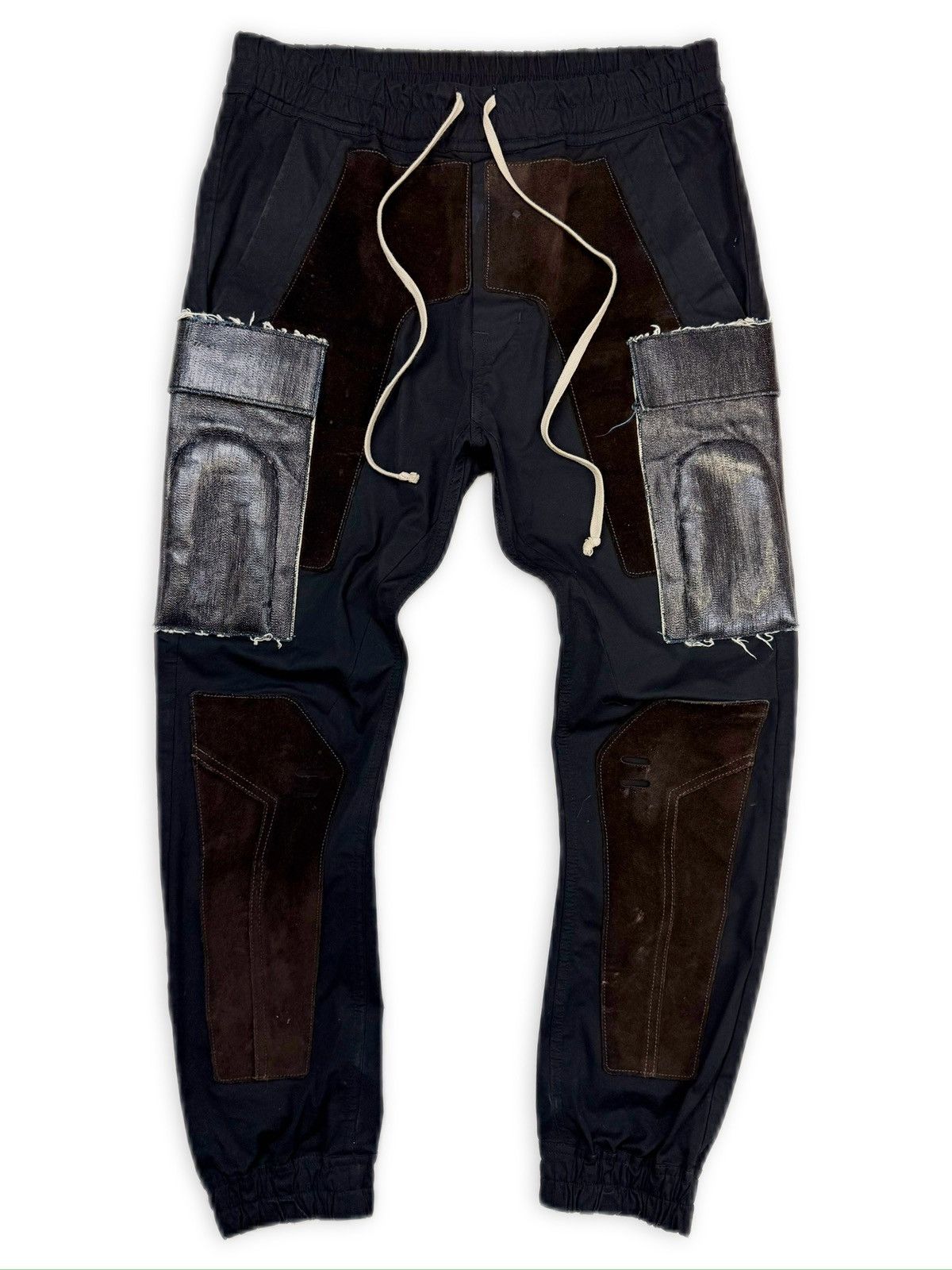 Rick Owens Rick Owens Larry Suede Patch Cargo Joggers Size US 34 / EU 50 - 1 Thumbnail