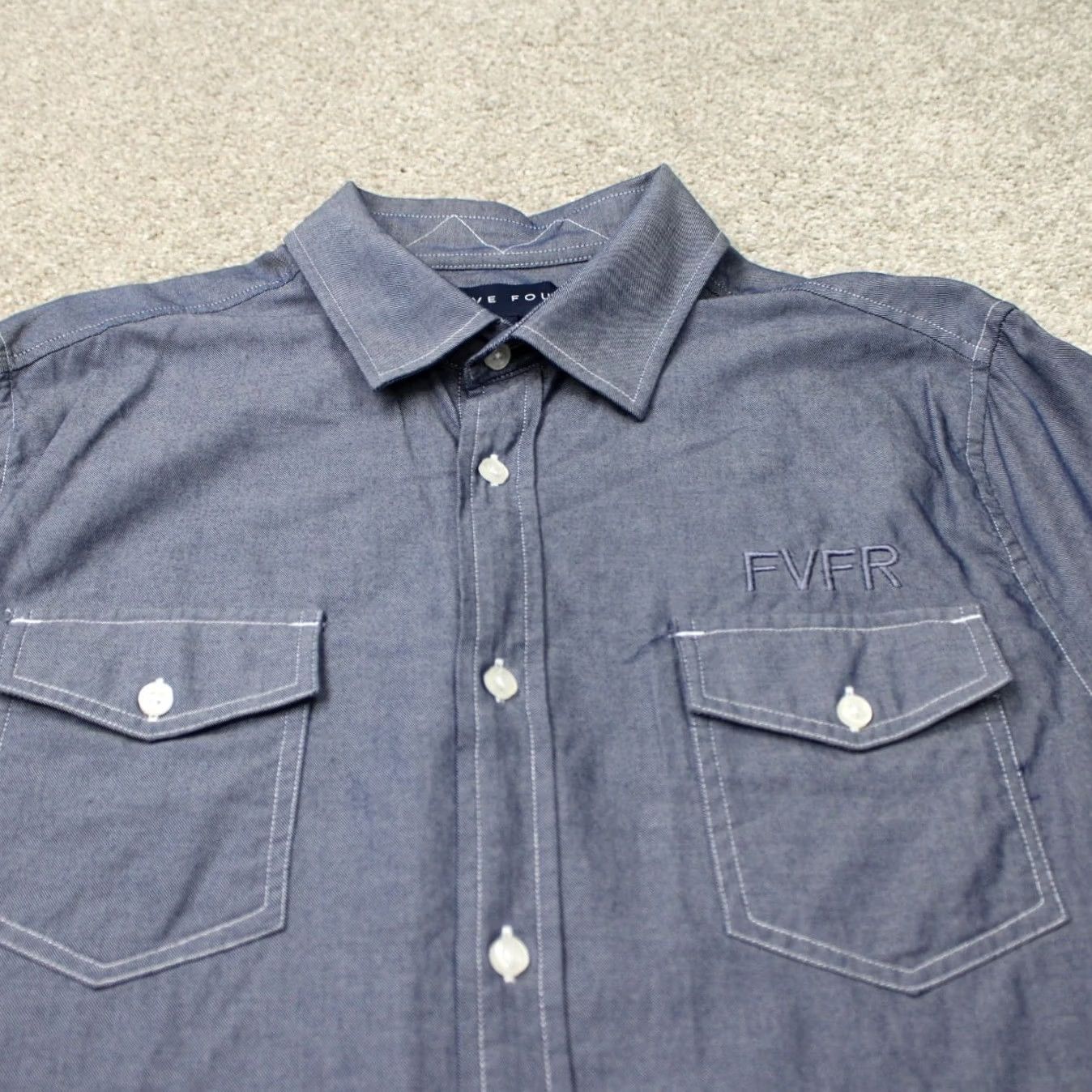 Vintage Five Four Risto Shirt Mens Large Blue 100% Cotton Long Sleeve Button Up Size US L / EU 52-54 / 3 - 5 Thumbnail