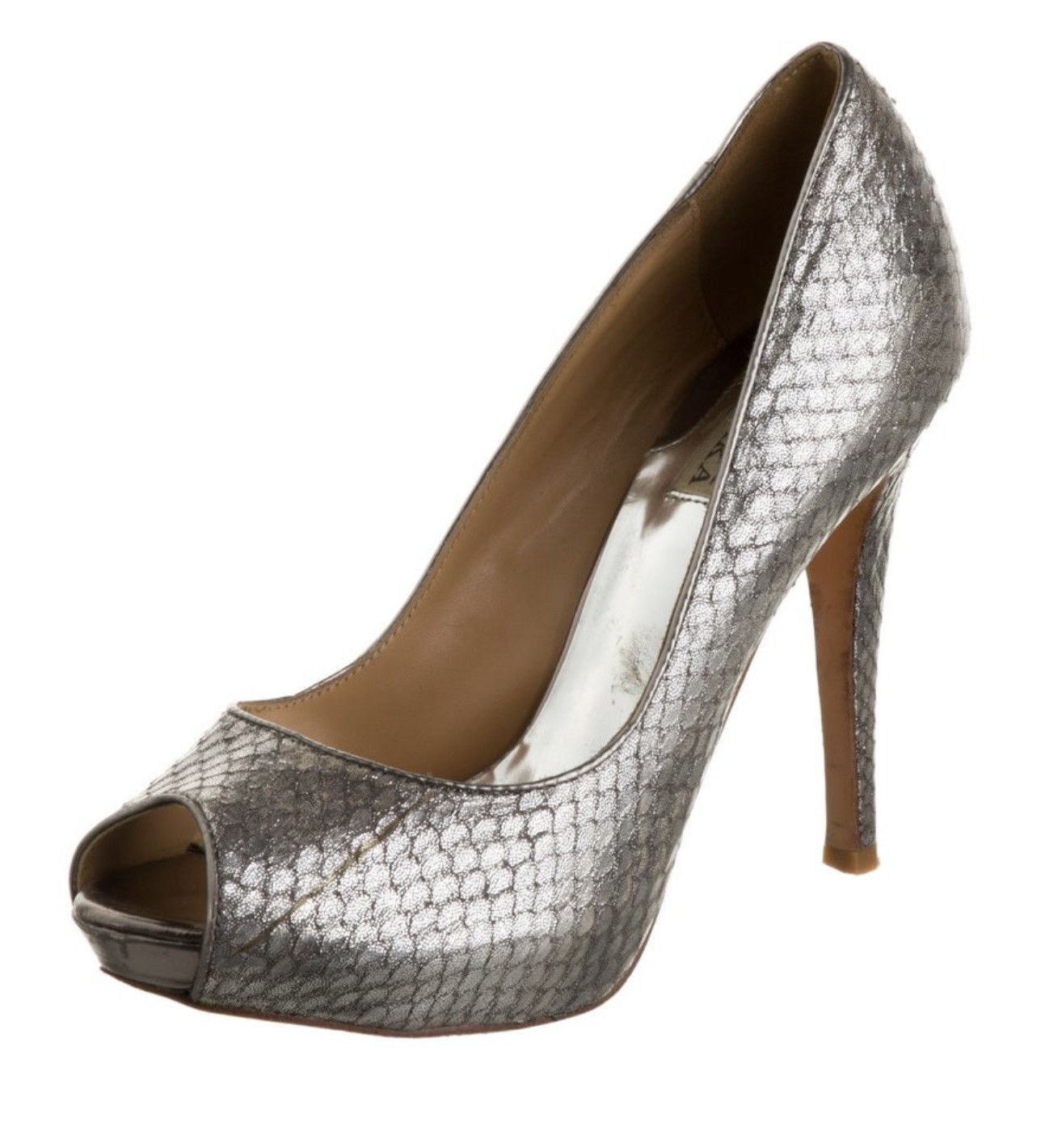 Badgley Mischka Badgley Mischka Silver Snake Print Leather Size US 8.5 / IT 38.5 - 1 Thumbnail