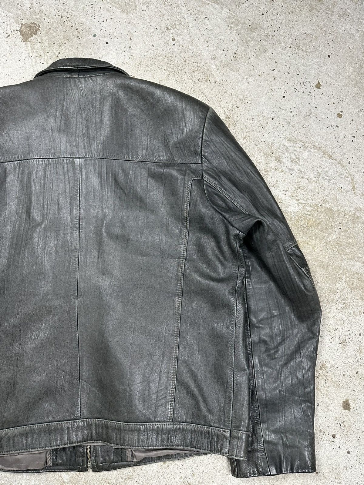 Genuine Leather Vintage Y2K Distressed Bottle Green Genuine Leather Jacket Size US XXL / EU 58 / 5 - 14 Thumbnail