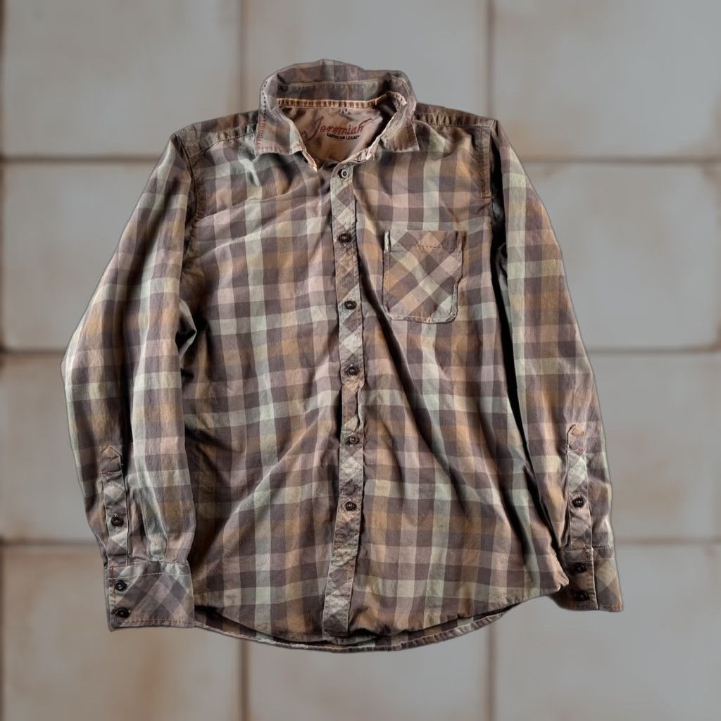 Vintage Jeremiah American Legacy Button-Up Shirt Brown Plaid Mens L Chest Large Cotton Wool Outdoor Vintage? Size US L / EU 52-54 / 3 - 1 Thumbnail