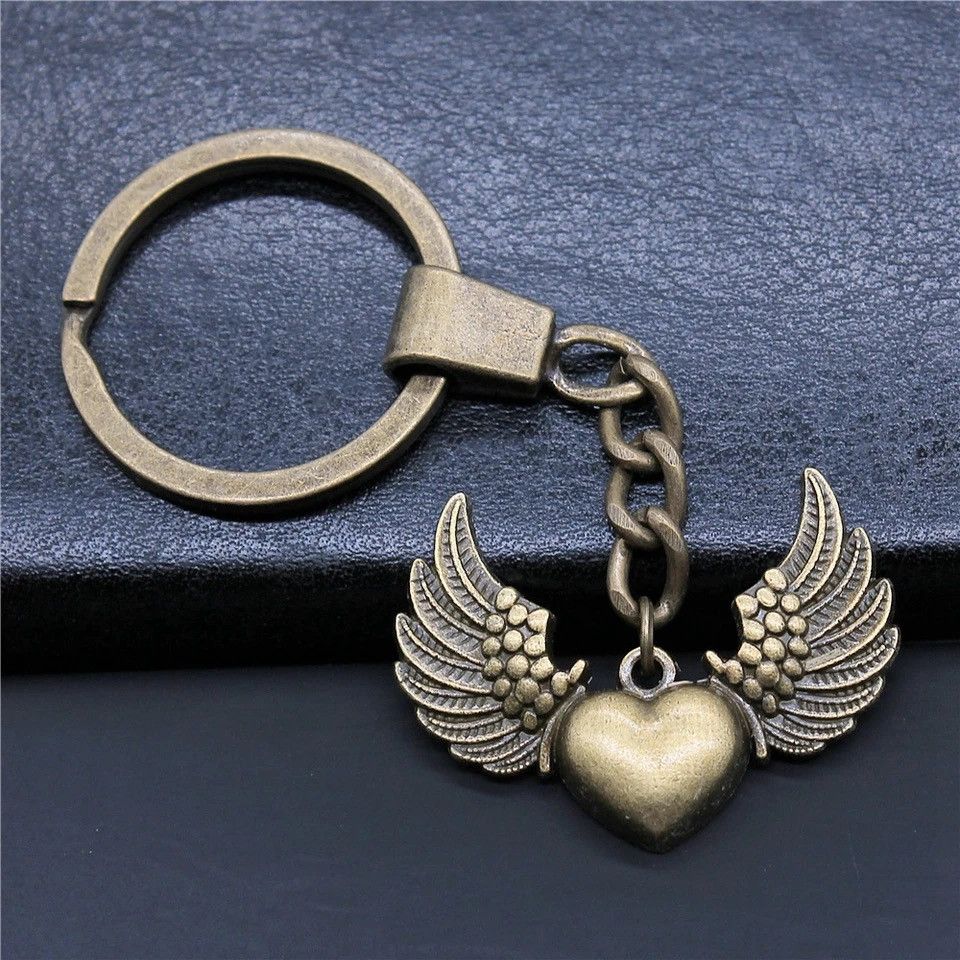 Vintage Retro Heart Angel Wings Keychain Size ONE SIZE - 1 Thumbnail