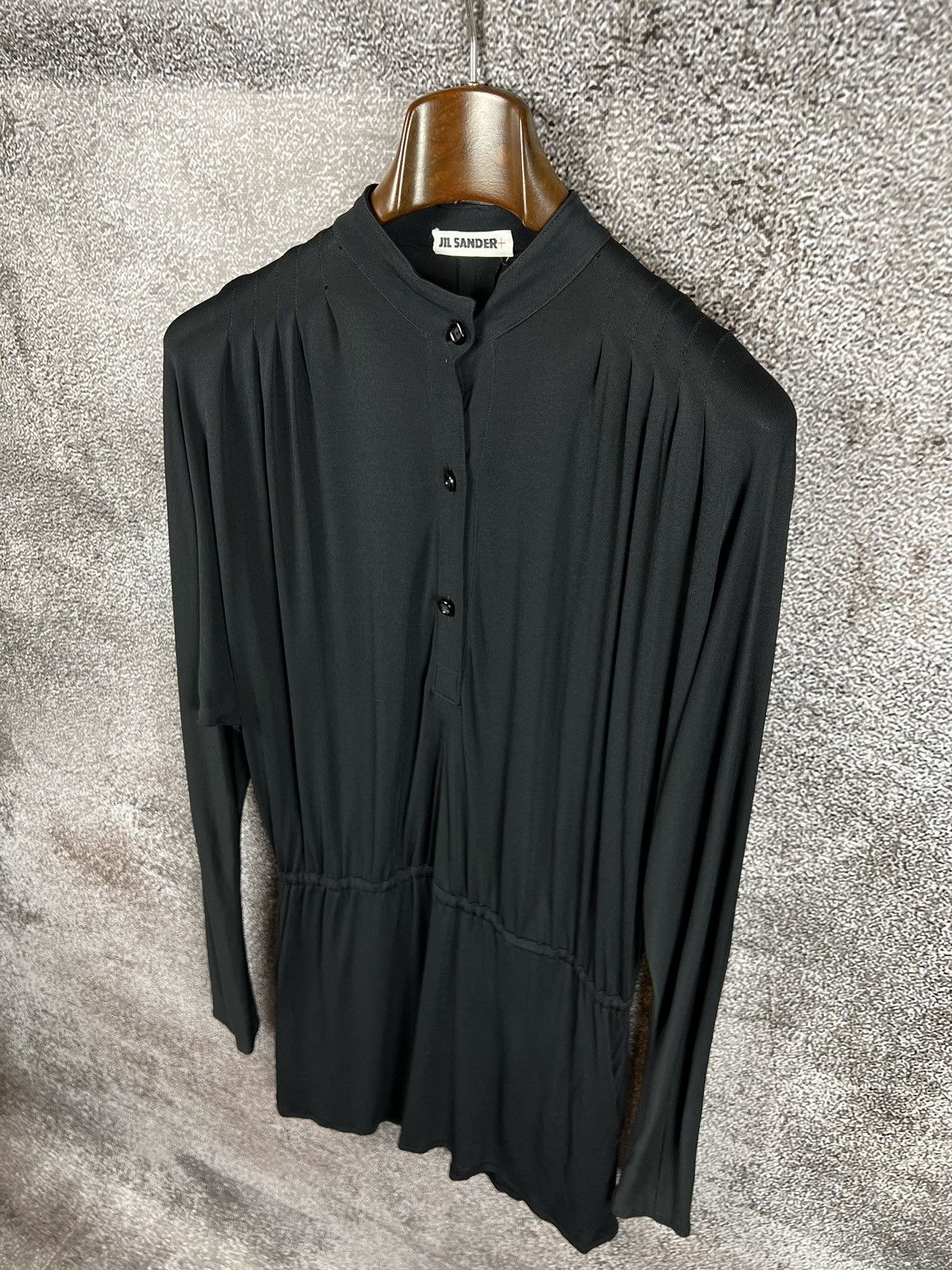 Designer × Jil Sander 90s Jil Sander black vintage viscose tunic dress pleated Size S / US 4 / IT 40 - 3 Thumbnail