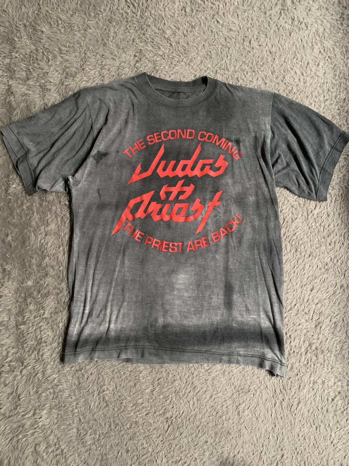 Band Tees Vintage 90s Sunfade Judast Priest the Second Comming Tee Size US L / EU 52-54 / 3 - 1 Thumbnail