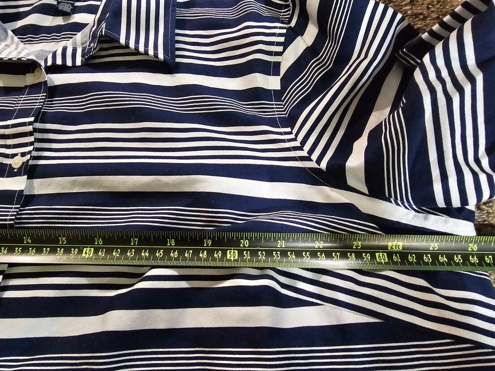 Chaps Chaps Women 3X Blue Striped 3/4 Sleeve No Iron - Fabric Pull Size 3XL / US 20-22 - 4 Thumbnail