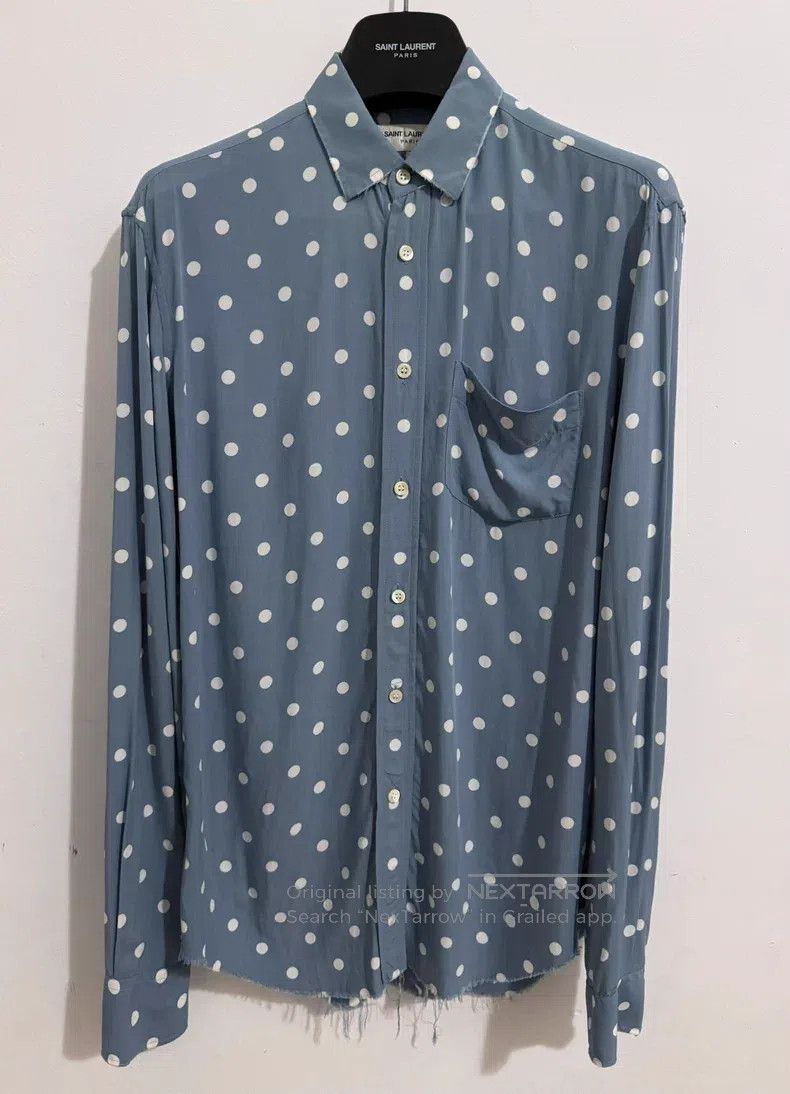 Saint Laurent Paris Saint Laurent Paris size 37 Mist Blue Destroyed Frayed Pol Size US S / EU 44-46 / 1 - 1 Thumbnail