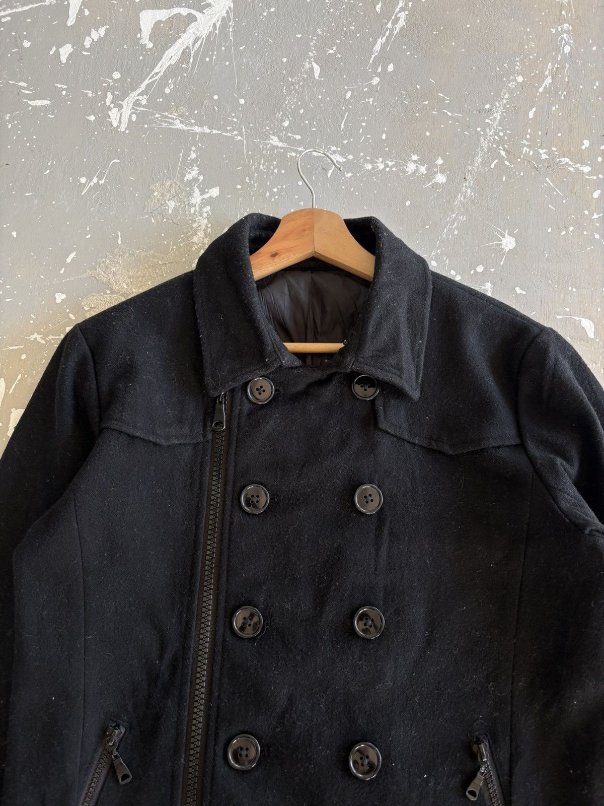 semanticdesign Semantic Design Black Double Breasted Wool Pea Coat Jacket Size US M / EU 48-50 / 2 - 2 Thumbnail