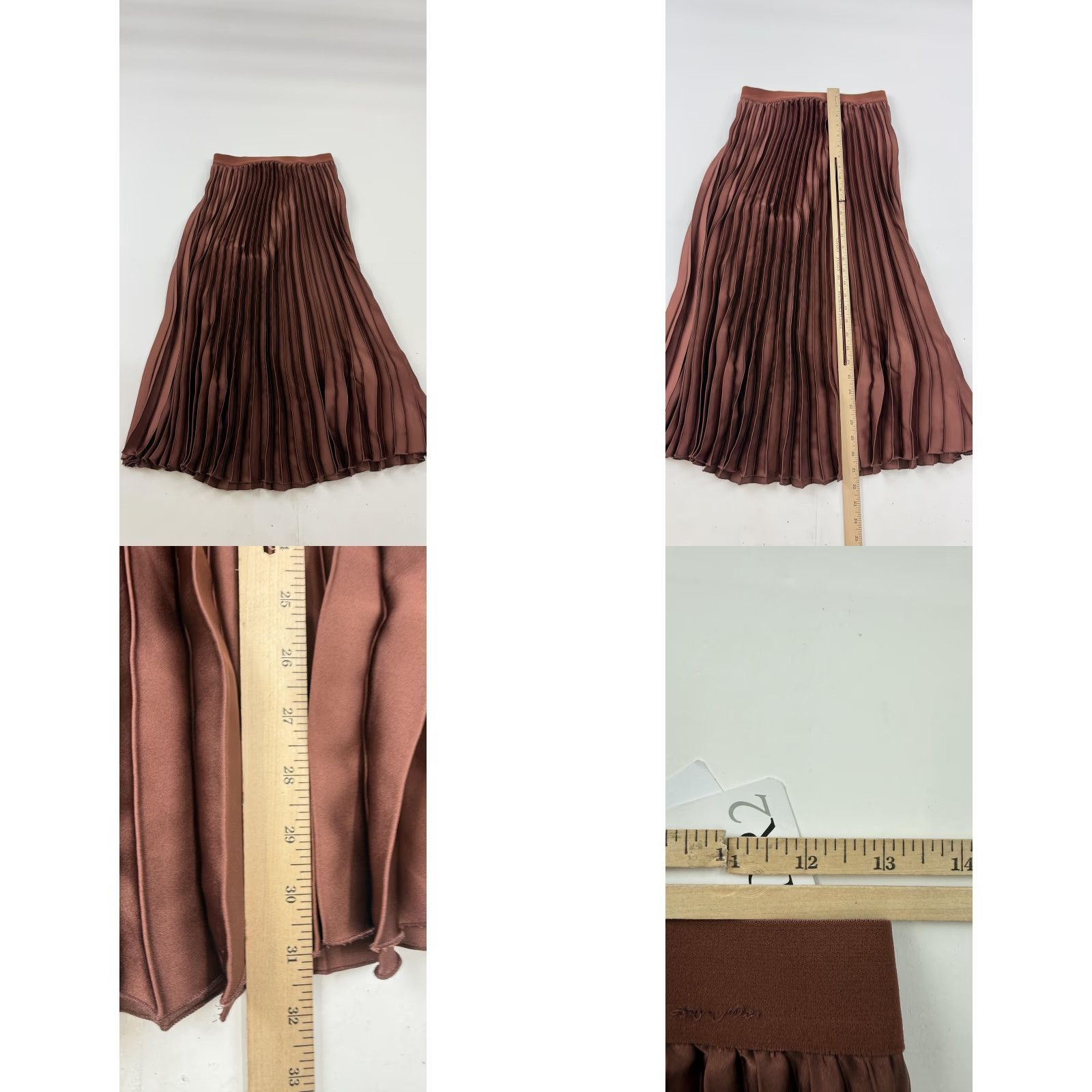Vintage DR2 Skirt Womens Small Brown Pleated Midi Elastic Waist Pull On Polyester Size 28" / US 6 / IT 42 - 8 Thumbnail
