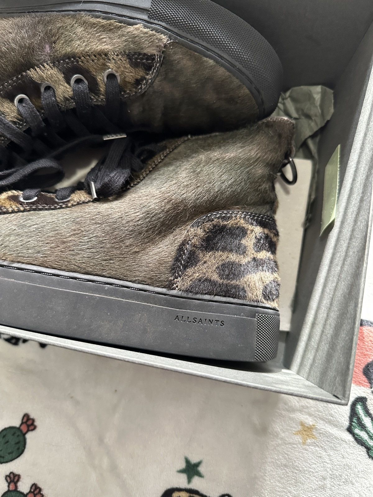 Allsaints Leopard Mohair Hi-Top Sneakers Size US 8 / EU 41 - 9 Thumbnail