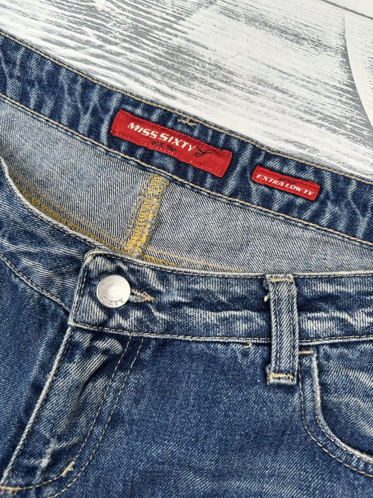 Miss Sixty Y2K MISS SIXTY Extra Low Ty Blue Flared Jeans Pants size 32 Size 30" / US 8 / IT 44 - 6 Thumbnail