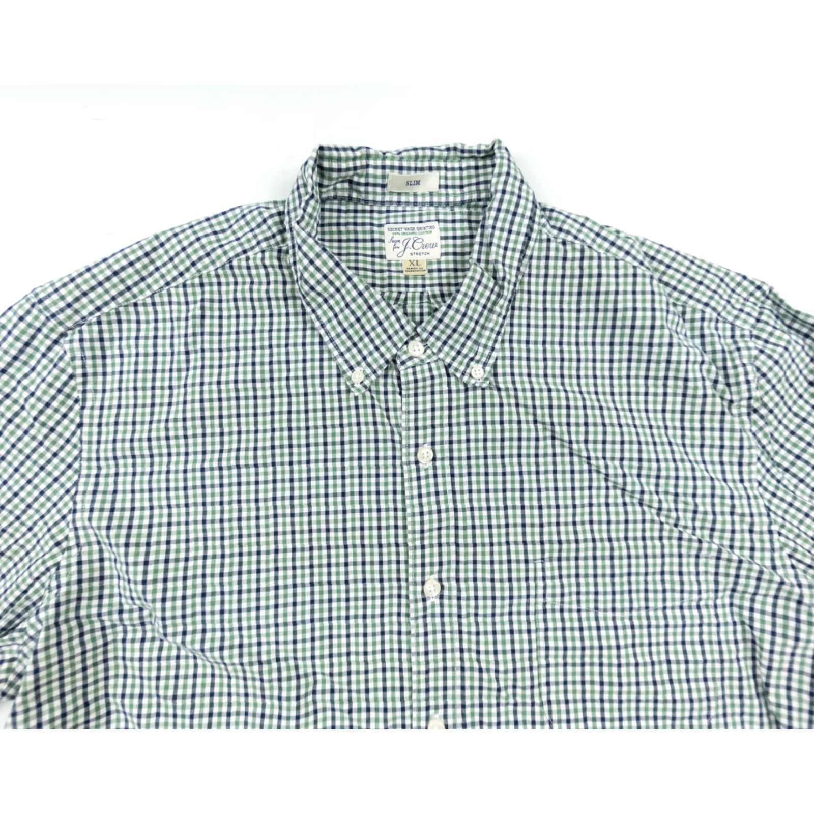 J.Crew VINTAGE not applicable; JCrew Men Shirt XL Green Blue Button-Up Long Sleeve Stretch Plaid Size US XL / EU 56 / 4 - 2 Thumbnail
