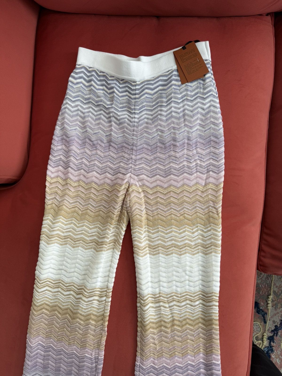 Missoni Missoni NEW zigzag knit pants, purple/beige, size L int Size 30" / US 8 / IT 44 - 4 Thumbnail