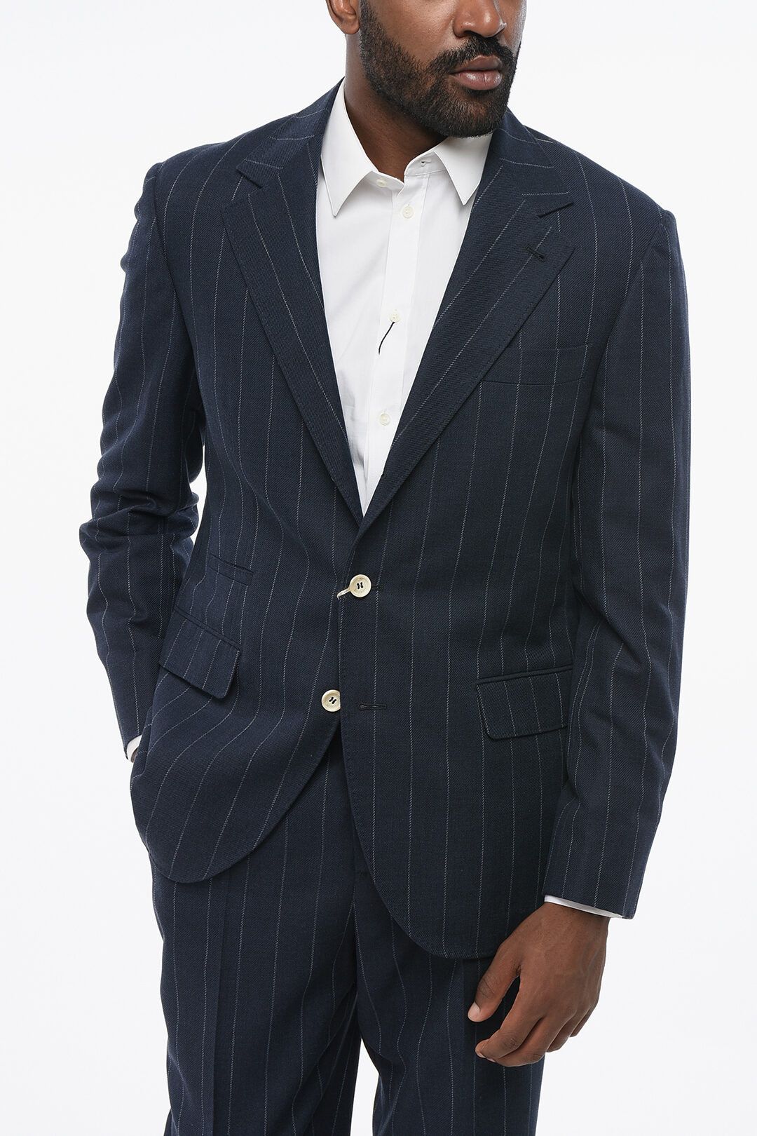 Brunello Cucinelli og1mm0725 3-Pocketed Cotton Blend Suit in Blue Size US M / EU 48-50 / 2 - 2 Thumbnail