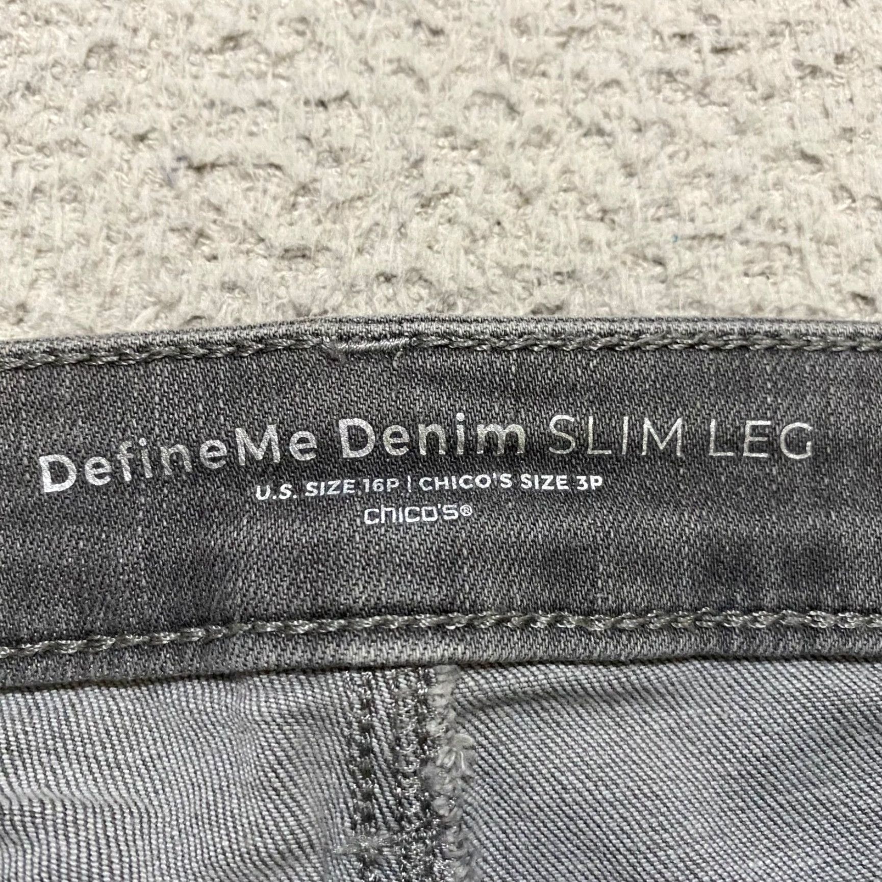 Vintage Chicos Jeans Gray Denim 16P Slim Straight High Rise Petite 5-Pocket Design Medium Wash Women Mens Girls Distress Size 38" / US 16 / IT 52 - 3 Thumbnail