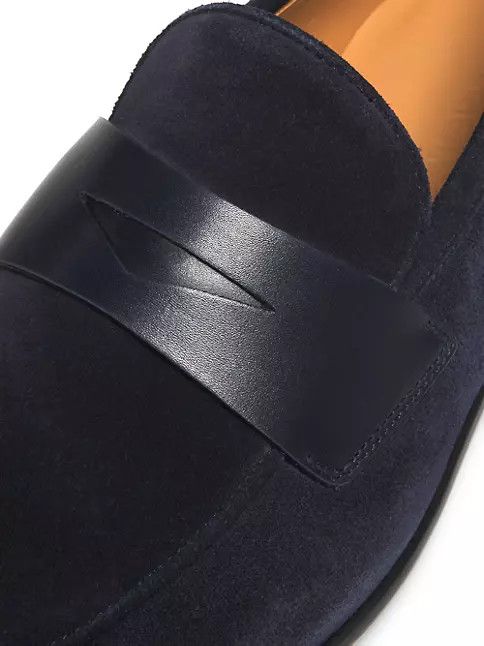 Salvatore Ferragamo o1s1rm0924 Suede Penny Loafers in Navy Blue Size US 11.5 / EU 44-45 - 5 Thumbnail