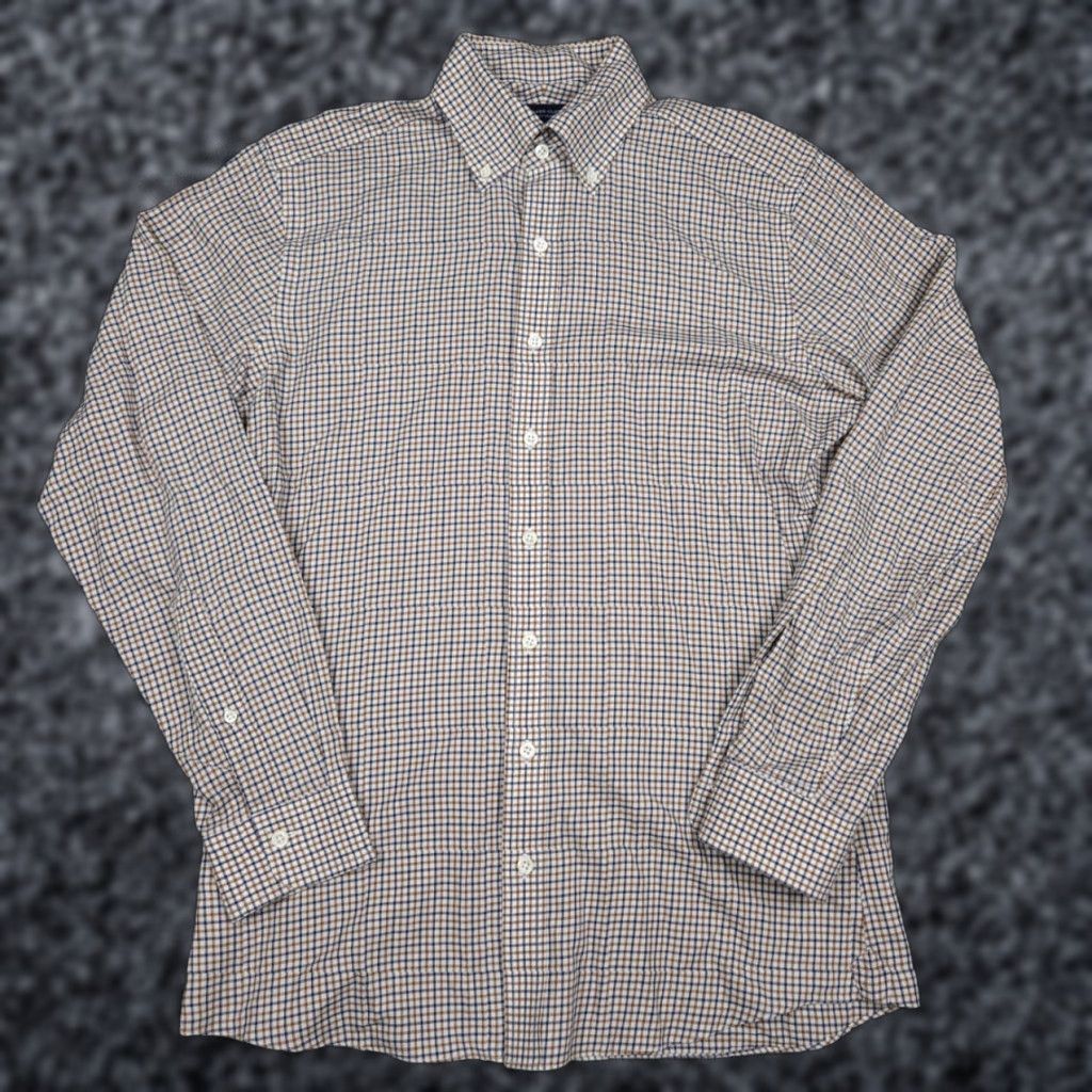 Proper Cloth Proper Cloth Men’s Dress Shirt Beige Check Oxford Cotton Crowder Shirt Size 46R - 1 Thumbnail