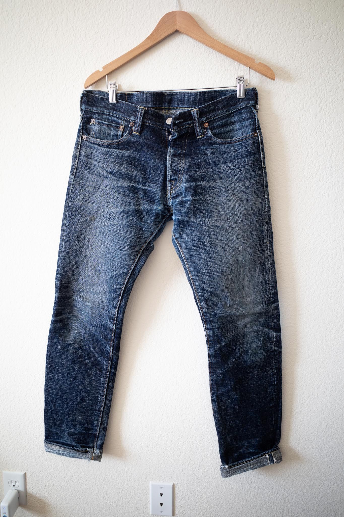 image of Self Edge x The Strike Gold Wavy Standard Jeans = Sexsg24-09 - Slim Tapered in Indigo (Size 32)