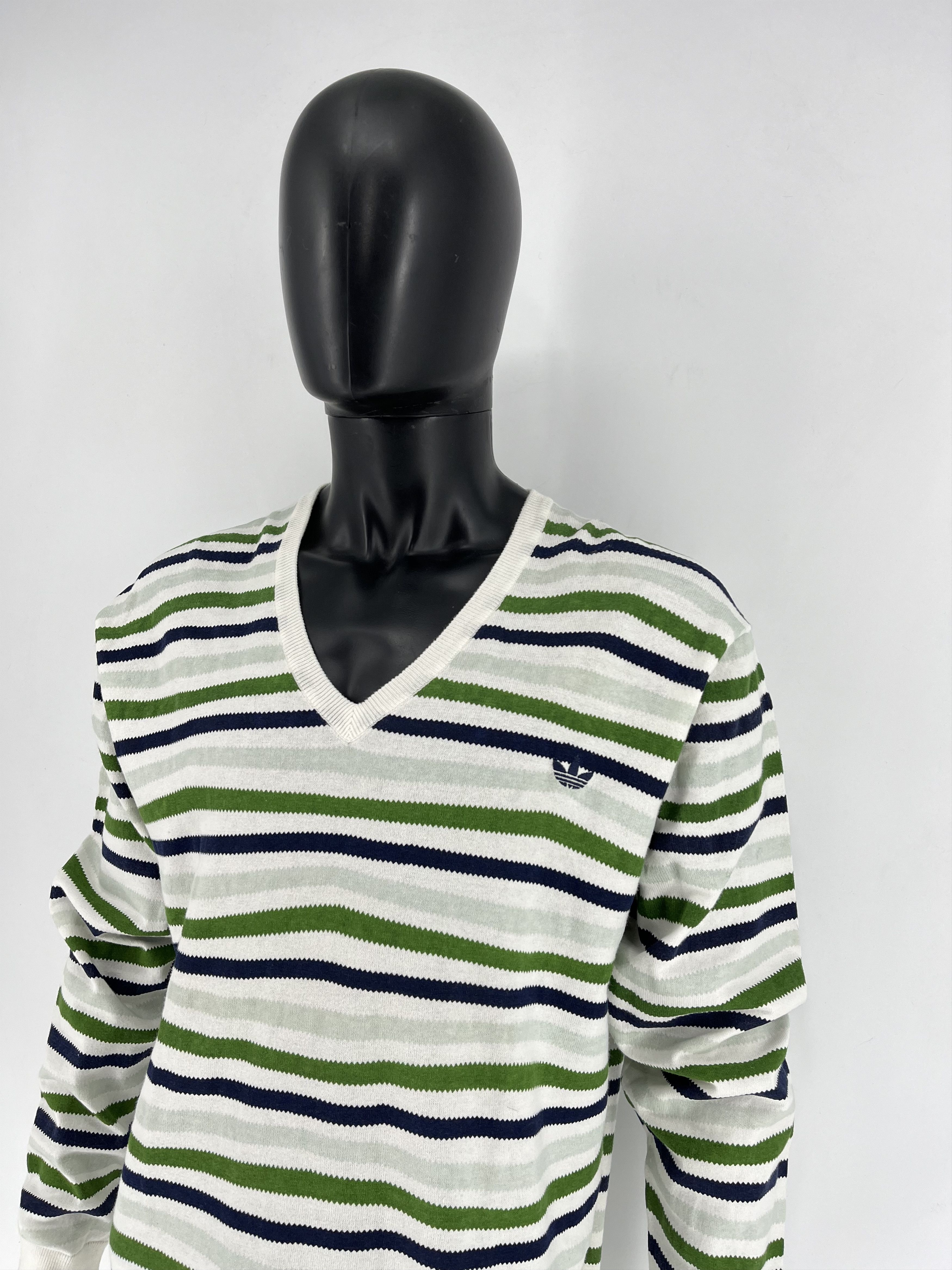 Adidas Vintage Y2K Adidas Streetwear Style Striped V-neck Sweater Size US XL / EU 56 / 4 - 4 Thumbnail