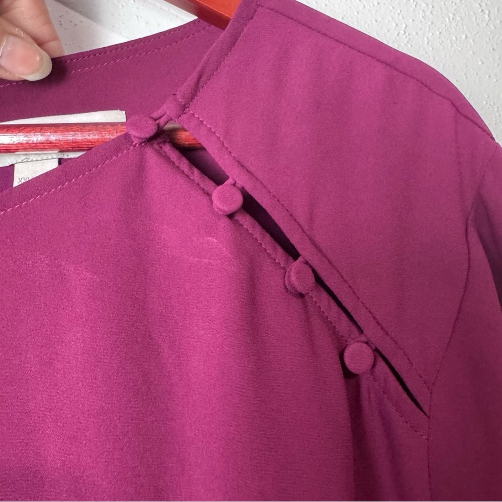 Loft Loft Burgundy Split Button Bodice Popover Blouse Womens XXL Size XXL / US 16-18 / IT 52-54 - 7 Thumbnail