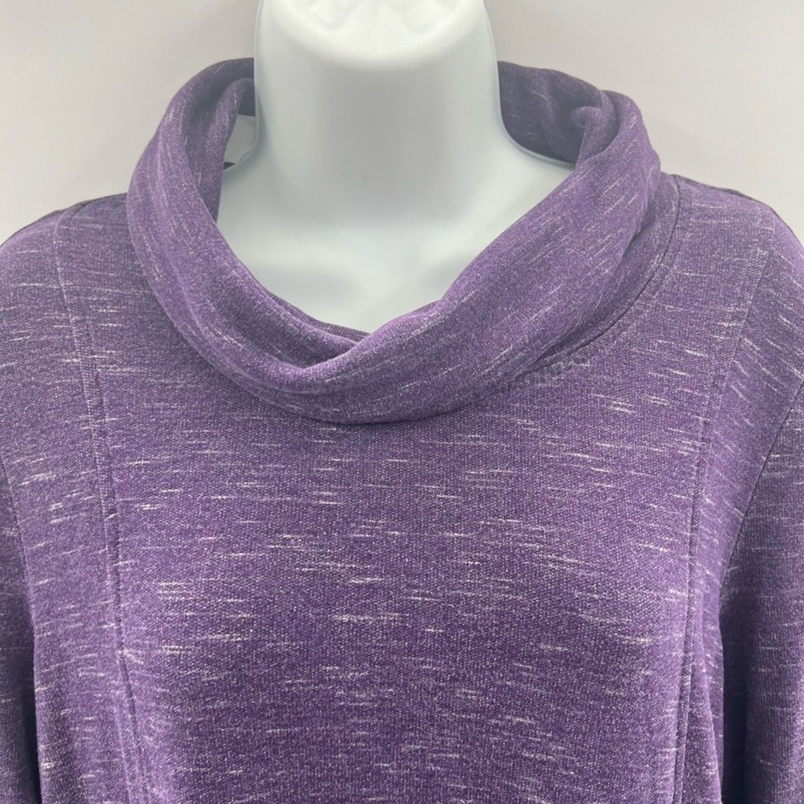 Chicos Chico's Purple Top Long Sleeve Sweatshirt Cowl Neck Size M / US 6-8 / IT 42-44 - 6 Thumbnail