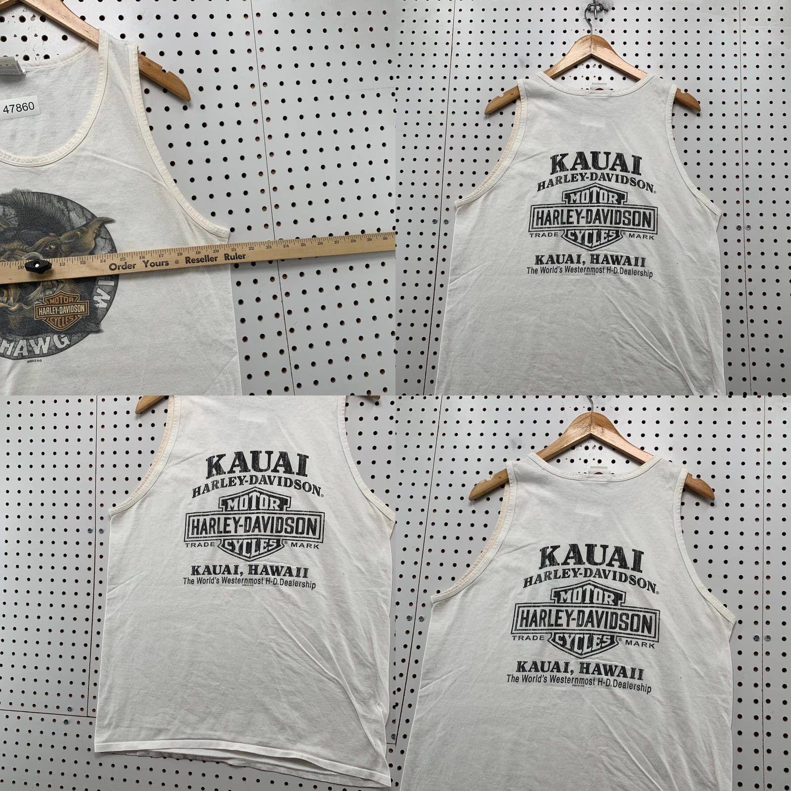 Harley Davidson VINTAGE Harley-Davidson Tank Shirt Mens L White HAWG HOG Wild KUAI Hawaii T-Shirt Mens Large White Size US L / EU 52-54 / 3 - 9 Thumbnail