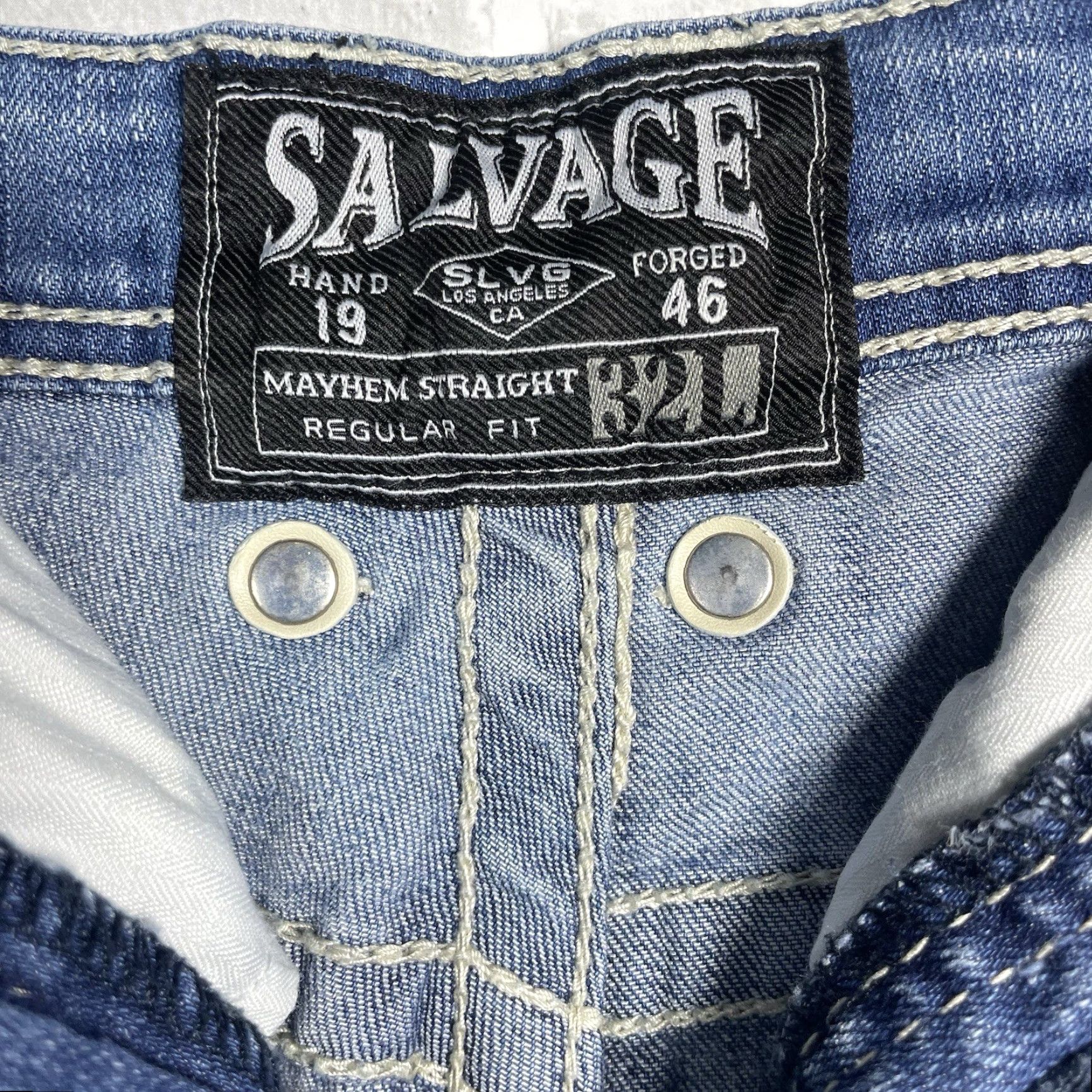 Vintage VINTAGE Salvage Mayhem Straight Regular Fit Ripped Denim Jeans Mens 32x32 Blue Jeans Size US 32 / EU 48 - 7 Thumbnail