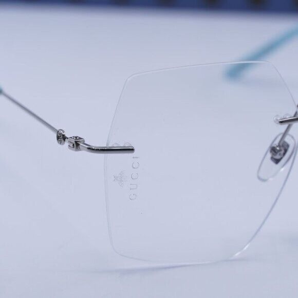 Gucci Gucci GG0683O 002 Eyeglasses Silver 55mm Square Frame Size ONE SIZE - 4 Thumbnail