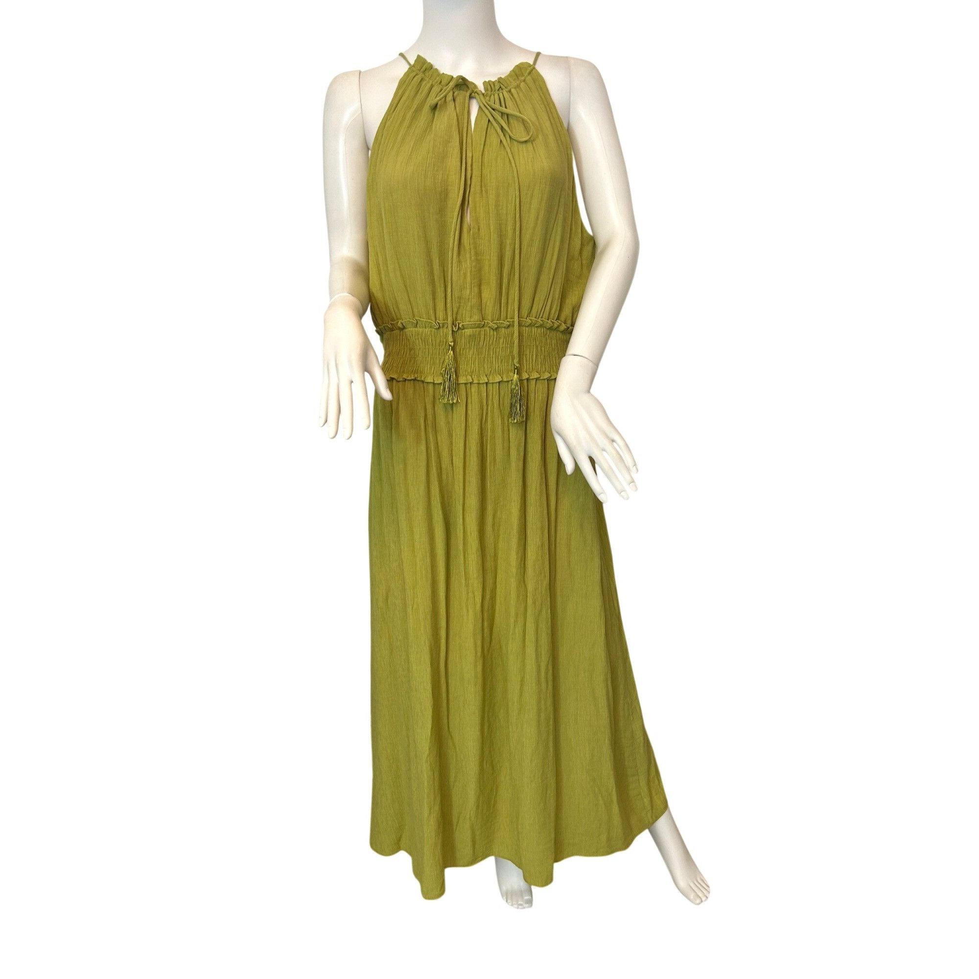 Other Taylor Maxi Dress L Chartreuse Drawstring Halter Sleeveless Size L / US 10 / IT 46 - 1 Thumbnail