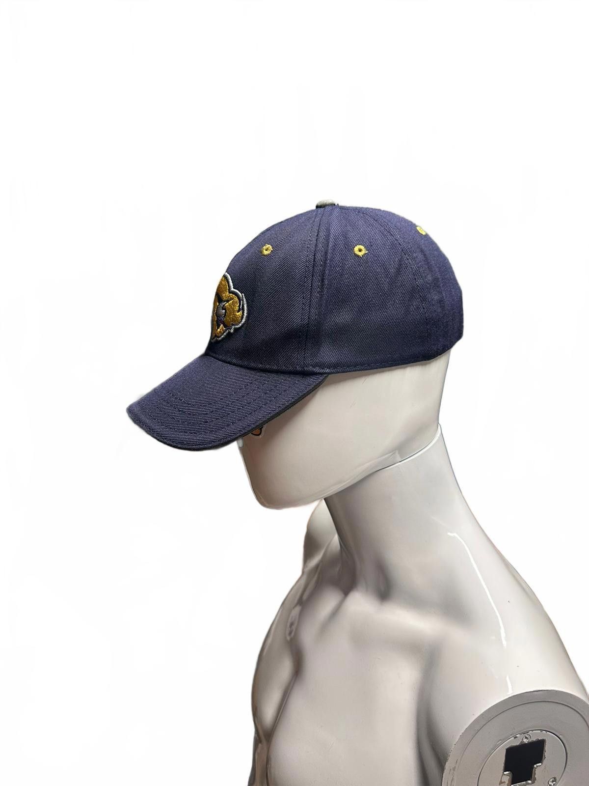 Designer Navy Blue Embroidered Baseball Cap with Yellow Detailing Size ONE SIZE - 3 Thumbnail
