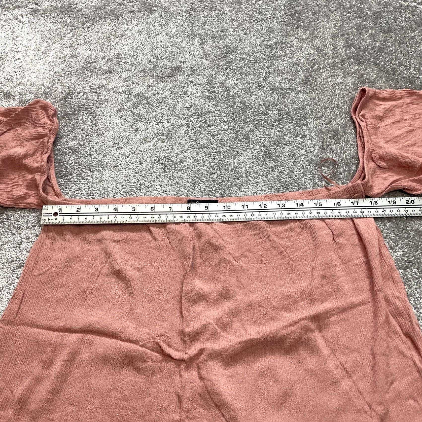 Pinko Ambiance Blouse Top Womens XL Pink Cold Shoulder Short Sleeve Stretch Rayon Blouse Regular Womens Pink 1XL Casual Sleeve Round Neck Pullover Ruffle Size XL / US 12-14 / IT 48-50 - 3 Thumbnail