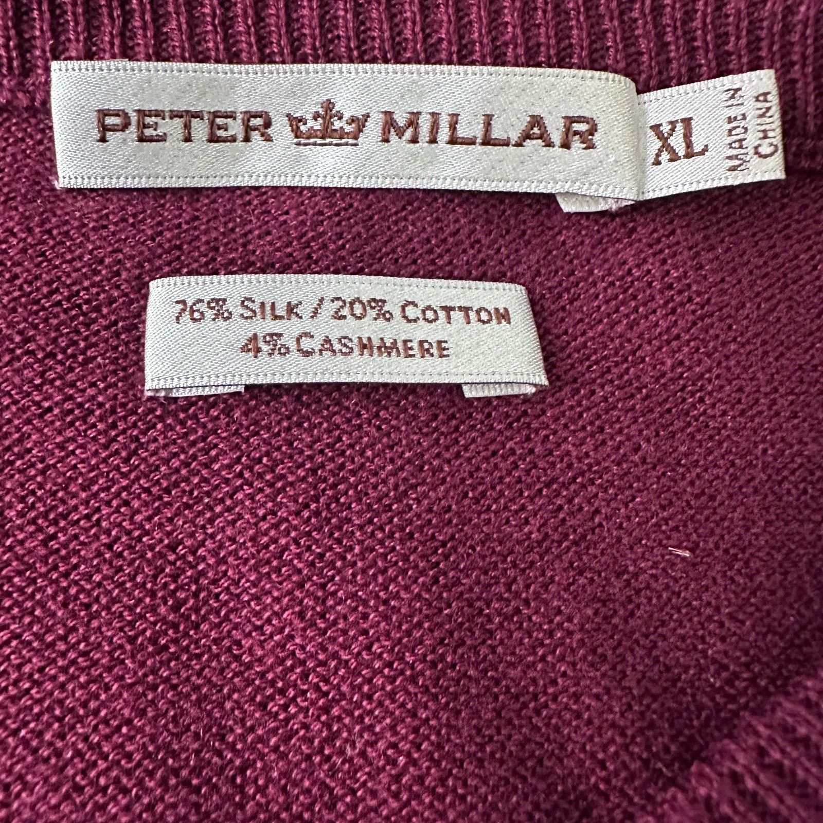 Peter Millar Peter Millar Sweater Men’s XL Burgundy Silk Cashmere V-Neck Size US XL / EU 56 / 4 - 6 Thumbnail