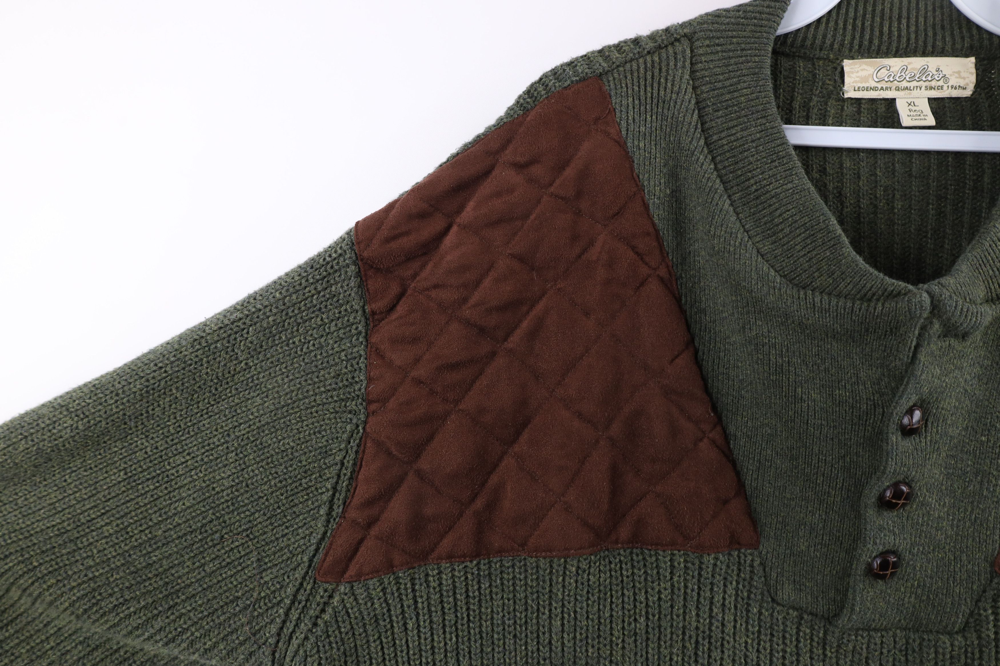 Cabelas × Vintage Vintage Cabelas Quilted Ribbed Knit Shooting Henley Sweater Size US XL / EU 56 / 4 - 6 Thumbnail