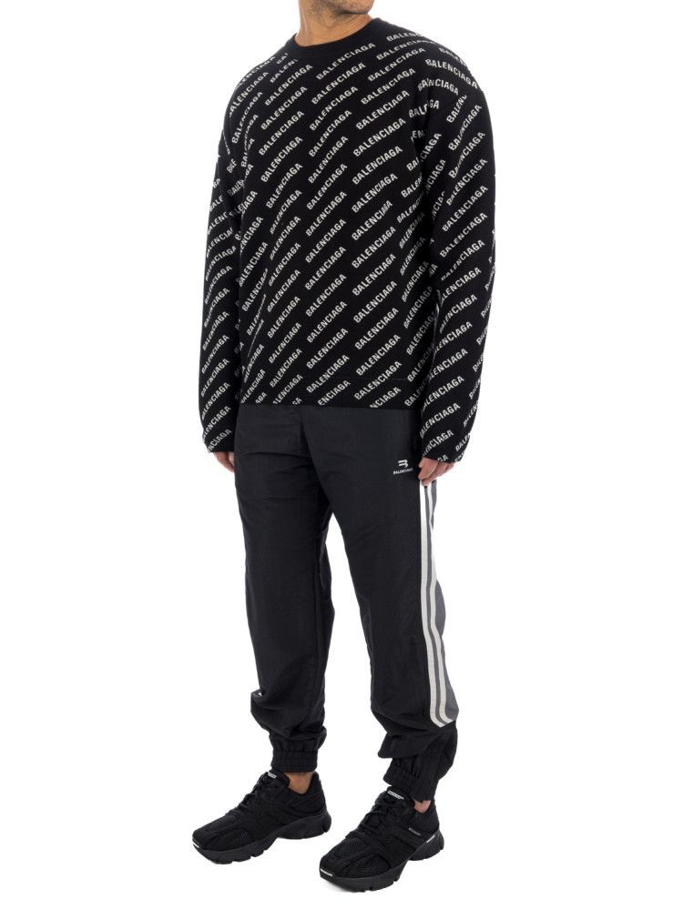 Balenciaga o1mt1gz0924 Mini Allover Logo Sweater in Black/White Size US S / EU 44-46 / 1 - 2 Thumbnail
