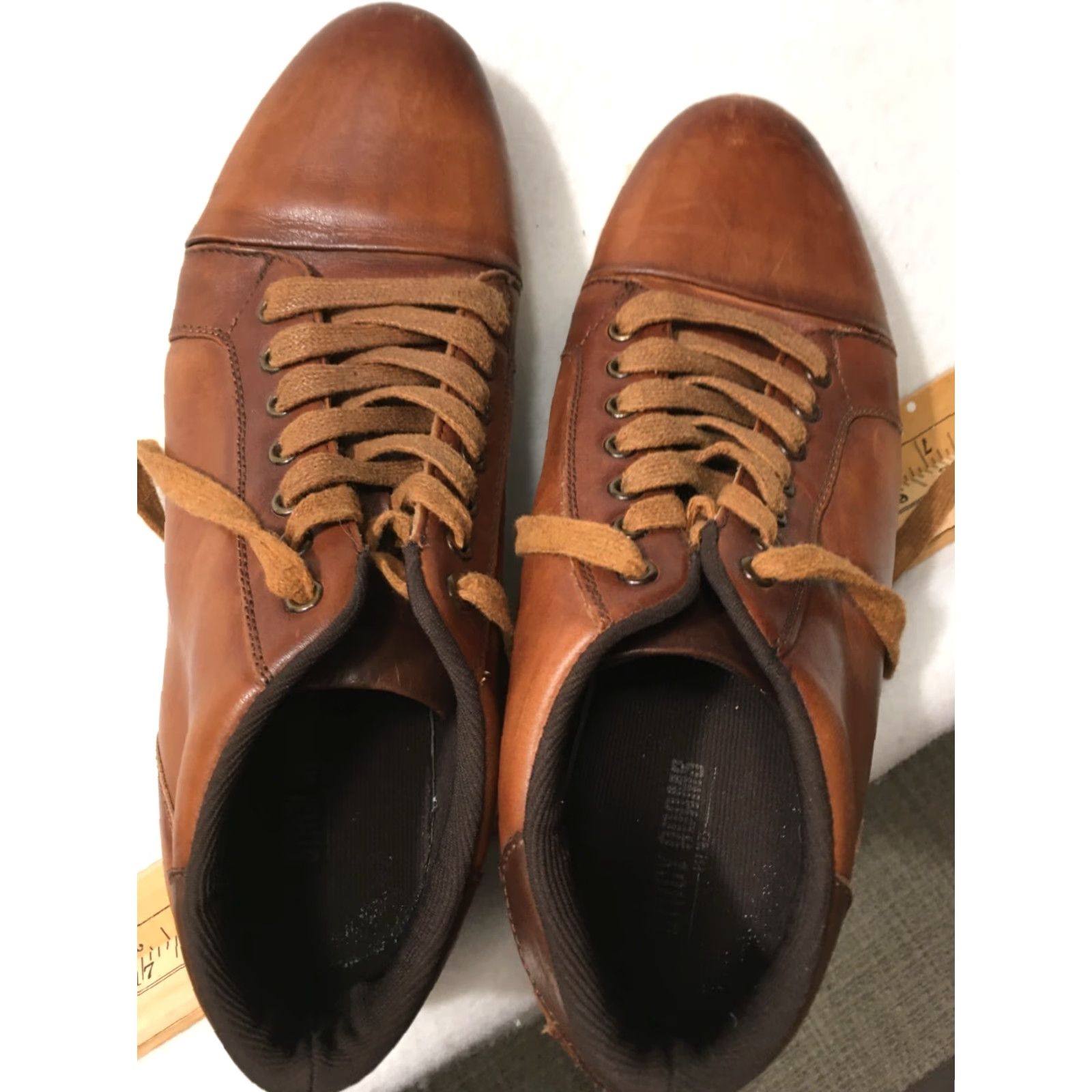 Stacy Adams Stacy Adams Harlow Mid Lace Up Sneaker Dress Shoe Mens 8.5 Cognac Brown Leather Oxford Cap Toe Vintage No Size US 9 / EU 42 - 6 Thumbnail