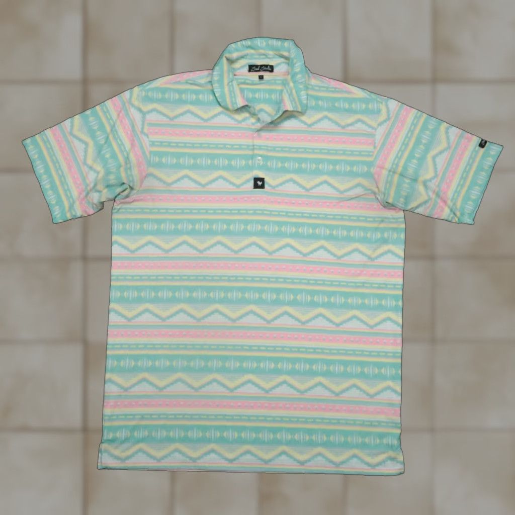 Vintage Bad Birdie Shirt Mens Large Blue Green Aztec Southwestern Performance Golf Polo Size US L / EU 52-54 / 3 - 1 Thumbnail