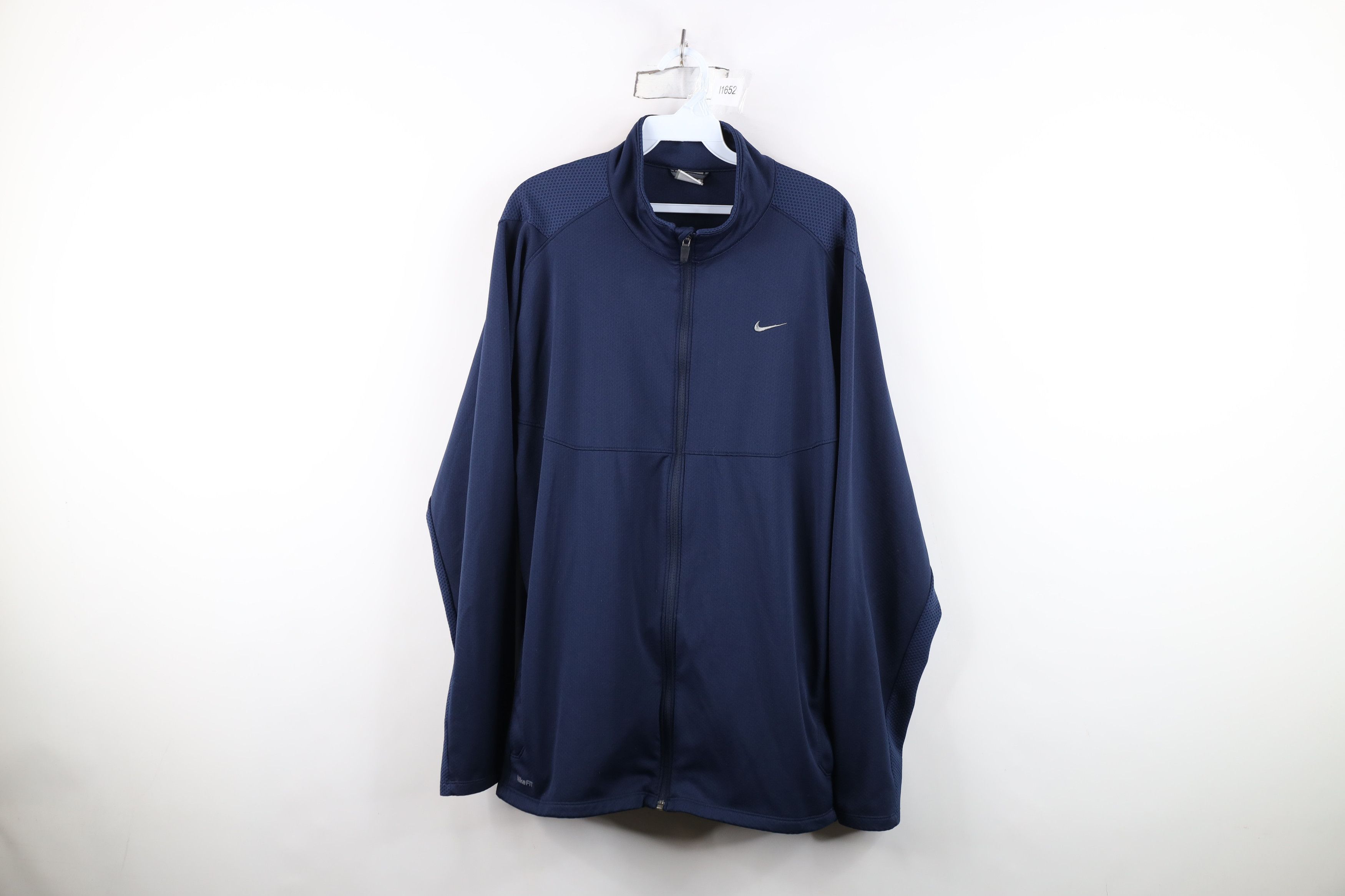 Nike Vintage Nike Mini Swoosh Thermal Knit Full Zip Jacket Blue Size US XL / EU 56 / 4 - 1 Thumbnail