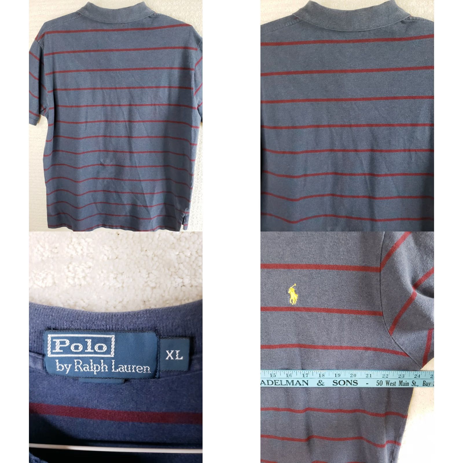Ralph Lauren Ralph Lauren Polo Shirt Mens XL Blue with Maroon Stripes Short Sleeve Pullover Polo Shirt Size US XL / EU 56 / 4 - 8 Thumbnail