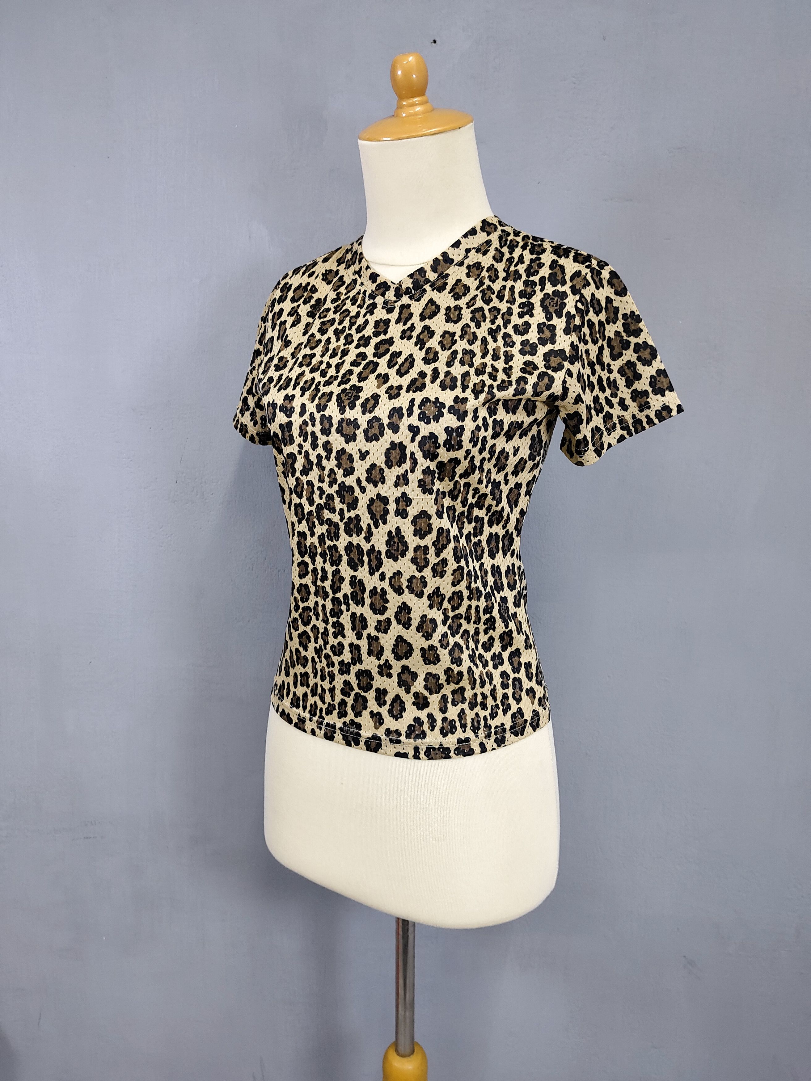 Fendi 90s FENDI🔥Glam Rock Leopard Print Micro Perforated Top Size M / US 6-8 / IT 42-44 - 3 Thumbnail