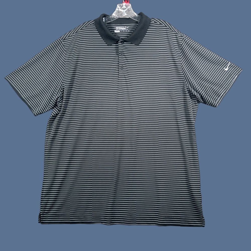 Nike Nike Golf Polo Shirt Mens 2XL Black Striped Dri-Fit Tour Performance Stretch Size US XXL / EU 58 / 5 - 1 Thumbnail