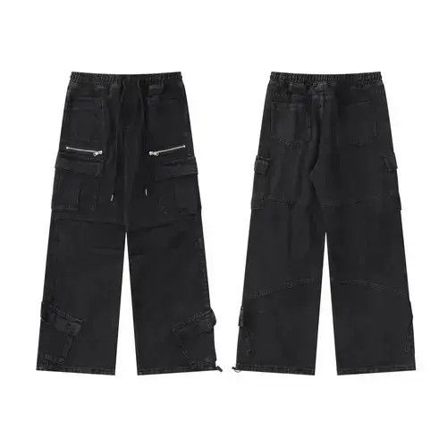 Designer × Jean flared distressed baggy cargo pants Size US 34 / EU 50 - 4 Thumbnail