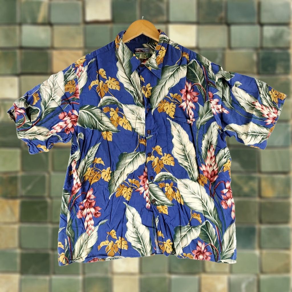 Reyn Spooner Reyn Spooner Shirt Hawaiian Traditionals Rayon Tropical Leaves Blue XL Mens Short Sleeve Size US XL / EU 56 / 4 - 1 Thumbnail