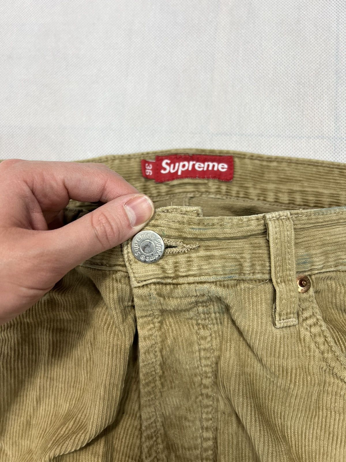 Supreme Supreme logo corduroy pants brown cream Size US 36 / EU 52 - 5 Thumbnail