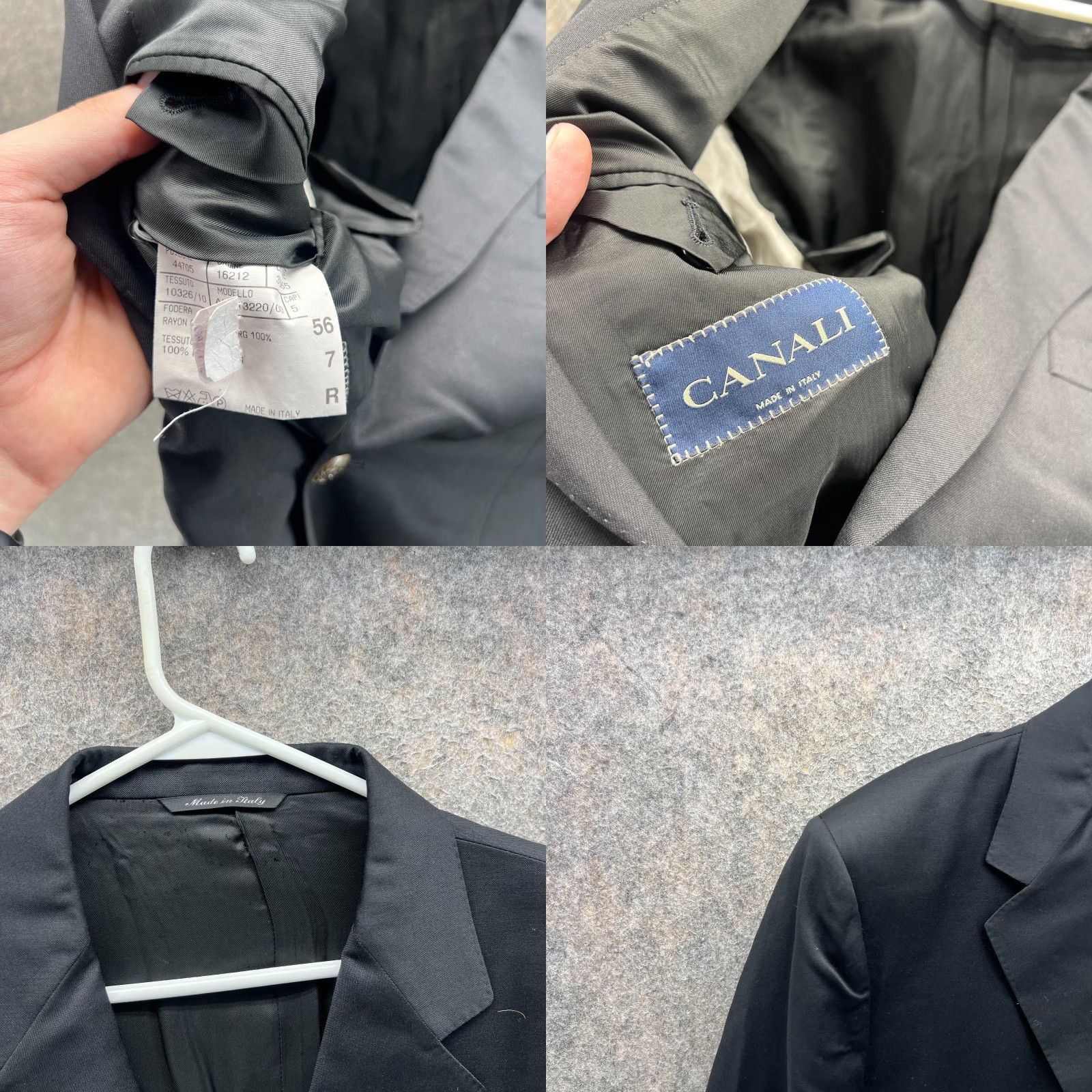 Canali Canali Blazer Mens 46R Black Single Breasted Rayon Italy Sport Coat Jacket Dress Jacket Front Button Two-Button Notch Lapel Regular Fit Wool Alder Size 46R - 8 Thumbnail