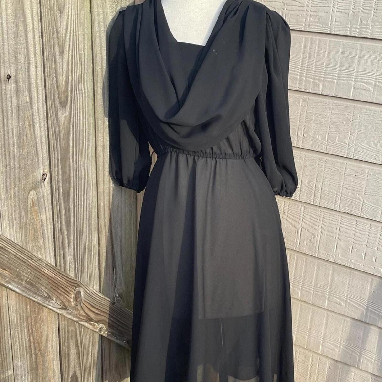 Other Black chiffon midi dress #gothic #mididress Size S / US 4 / IT 40 - 2 Thumbnail