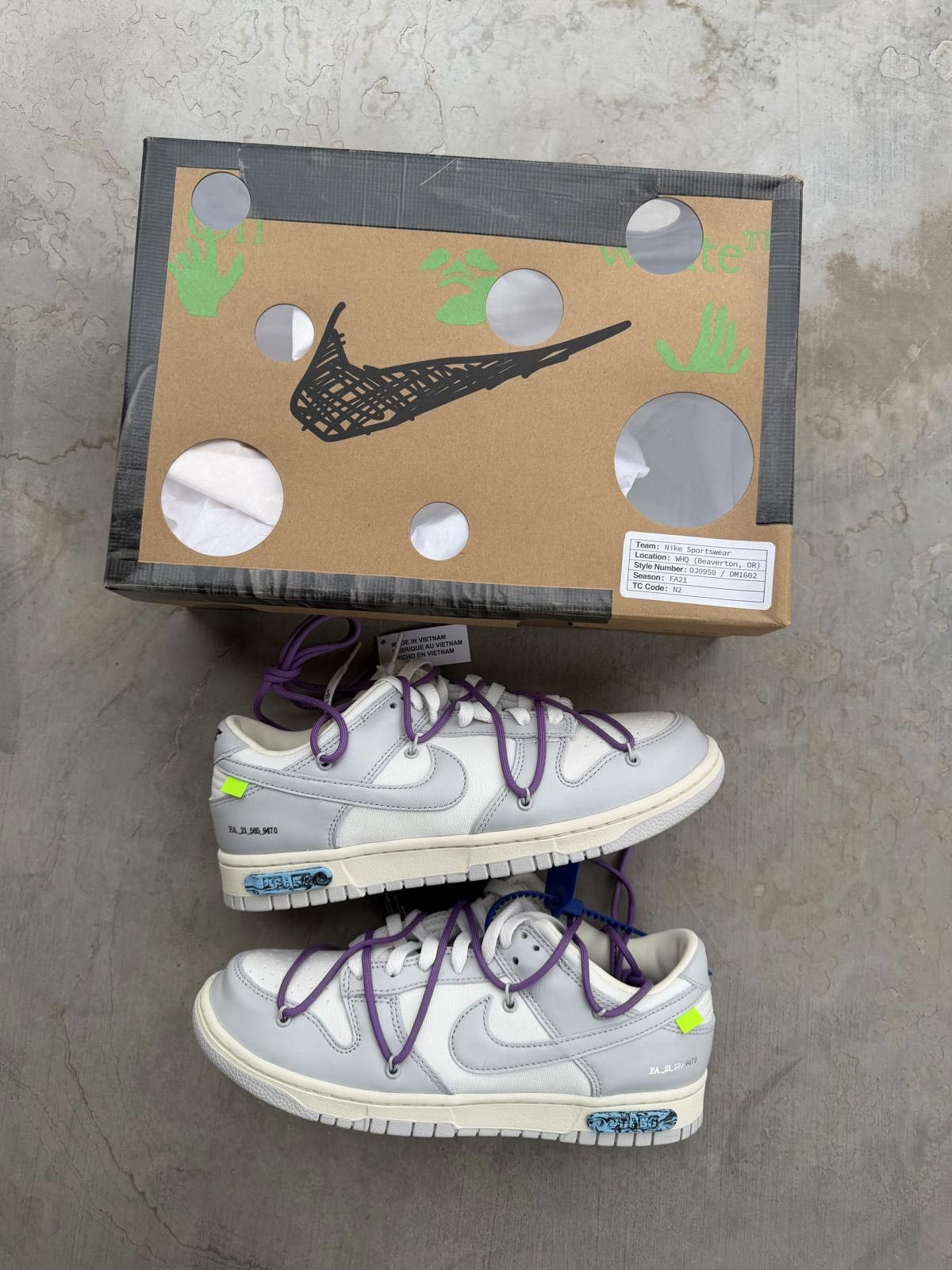 Nike Nike Dunk Low Off-White Lot 48 Size 9.5M DS OG All Size US 9.5 / EU 42-43 - 1 Thumbnail