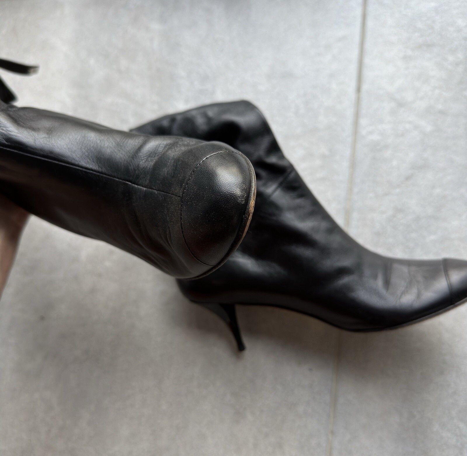 Chanel Chanel Vintage Leather Mid Calf Kitten Heel Boots 2000`s Size US 8 / IT 38 - 10 Thumbnail