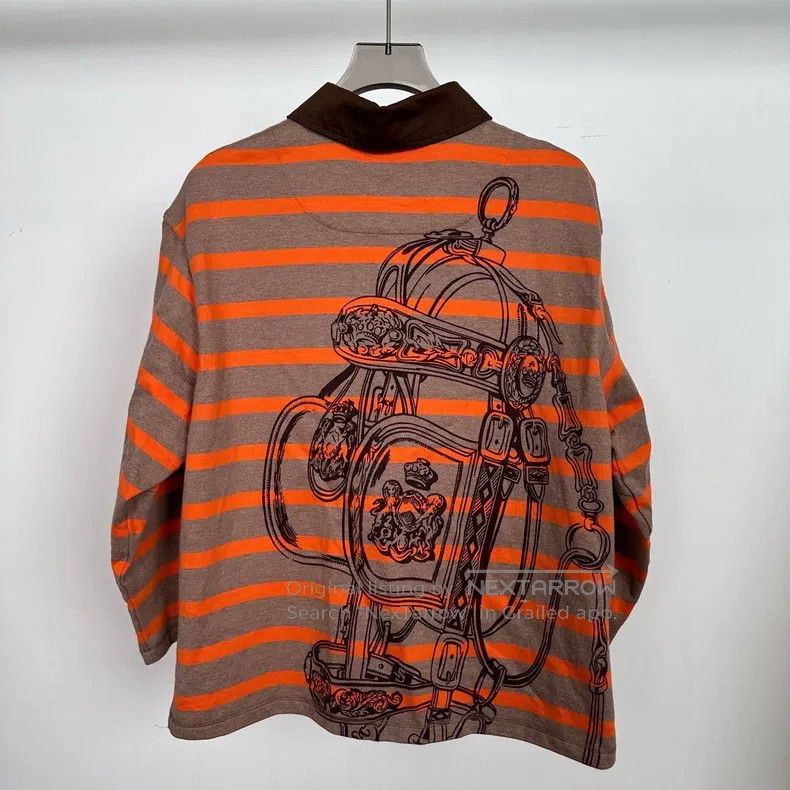 Hermes Hermes orange striped chain long sleeve top Size XS / US 0-2 / IT 36-38 - 2 Thumbnail