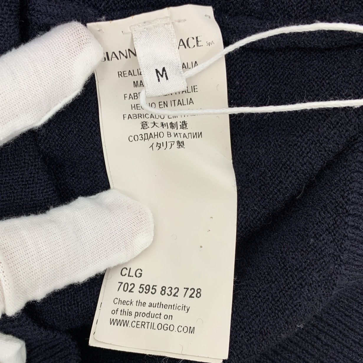 Versace Versace Navy Argyle Wool Long Sleeve Knit Sweater K26WX Size US M / EU 48-50 / 2 - 6 Thumbnail